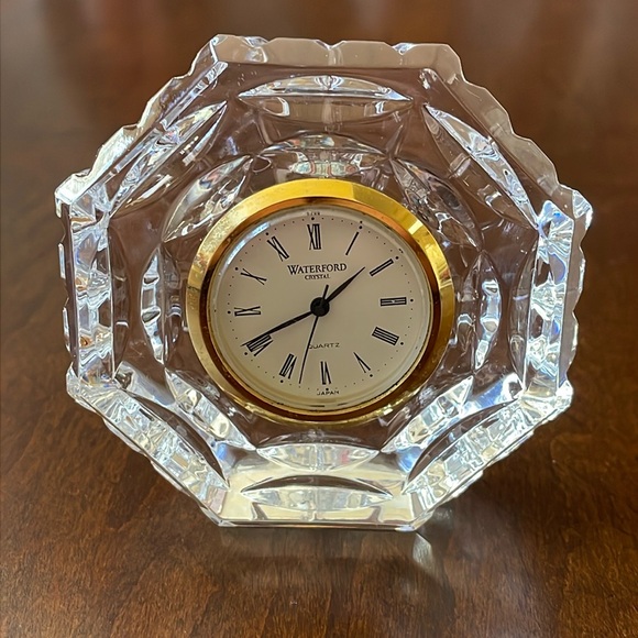 Waterford Crystal Octagonal Roman Numeral Desk Clock - Picture 1 of 13